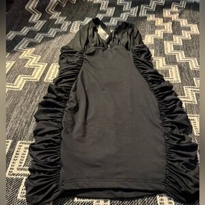 Ruched Black Mini Dress